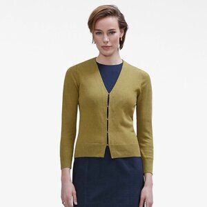 MM LaFleur Billie cardigan, v-neck, gold hook-and-eye, true olive, small